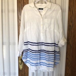 Lauren Ralph Lauren Striped Linen Tunic Top